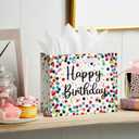 5 x Horaldaily 13" Large Birthday Gift Paper Bags with Tissue Paper and Card, Happy Birthday Dots Streamers Gift Paper Bag for Men Women Kids Birthday,1Pcs