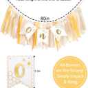 Bee One High Chair Banner Yellow - Bee for 1st Birthday Highchair Banner, Beehive Theme Birthday Party Supplies, Sweet One Party Decorations, Daisy First Photo Props (Beehive Garland Yellow)