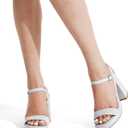DREAM PAIRS Heels for Women Block Chunky Platform High Heels Open Toe Fashion Wedding Party Evening Prom Dance Ankle Strap Dress Pump Sandals Shoes (Silver) 5