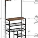 GiftGo Vintage Large 5-Tier Hall Tree with Console Table Entryway Coat Rack Floor Standing Shoes Rack Storage Shelf Organizer for Home Office Bedroom (Rustic Brown)