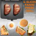 Baker's Friend Panini Press Electric Griddle, Panini Grill Press Sandwich Maker Press, Grilled Cheese Maker, Sandwichera Electrical, Browning Control, Non Stick Surfaces, 4-Slices, Stainless Steel