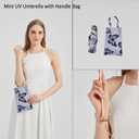 2 x BAODINI Comapct Travle Small Mini Sun Blocking Umbrella with Case Lightweight with Aluminum Frame Pocket Size UV Protection Purse Umbrella for Women, Men & Kids