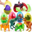 Easter Eggs Filled with Dinosaur Toys Jumbo Deformation Dinosaur Eggs Easter Egg Fillers Plastic Surprise Eggs Easter Basket Stuffers Easter Party Favors for Kids Boys Girls Toddlers 6 Pack