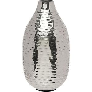 Hosley Silver Vase for Decor 8.75" Hammered Metal Flower Vase, Modern Tabletop Centerpiece Vases for Living Room Decor, Dining Table, Weddings, Faux Dried Floral Decorative Vases