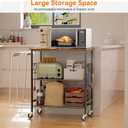 NTE Rolling Kitchen Microwave Cart, 3 Tier Microwave Stand with Storage, Small Kitchen Island on Wheels, Kitchen Storage Cart with 6 Hooks for Kitchen, Coffee Bar, Living Room, Balcony