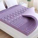MUXHOMO 3 Inch 7-Zone Queen Mattress Topper, Egg Crate Foam Mattress Topper Queen Size for Back Pain, Lavender Cooling Gel Infused Bed Pad, CertiPUR-US and Oeko-TEX Certification (60"×80") 2 Pack