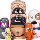 Russian Nesting Dolls, 5 Pcs 6 "Tall Animal Nesting Easter Eggs Toys, Stacking Wooden Handmade Matryoshka Dolls for Kids Toddlers Birthday or Home Decoration Gift (Cute Dog)