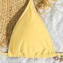 SOLY HUX Women's Halter String Bikini Sets High Cut Cheeky Thong Sexy Two Piece Swimsuits Bathing Suit (Yellow, L)
