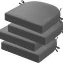 idee-home Outdoor Chair Cushions Set of 4, 17 x 17 x 3 Waterproof Patio Seat Cushions with Ties, Thick Dining Chair Pads for Outdoor Furniture, Medium Grey