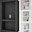 VEVOR Shower Niche Ready for Tile 16" x 24", Double Shelf Organizer, Square Corners Wall-inserted Niche Recessed, Sealed Protection Modern Soap Storage Niche for Shower Bathroom, Black