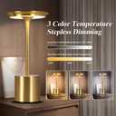 Cordless Table Lamp 2 Pack, Rechargeable Portable Battery Operated Table Light, Touch Control 3 Color Stepless Dimming LED Table Lamp, for Bedroom/Restaurant/Outdoor/Patio (Gold)