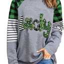 Saint Patricks Day Shirts Women Funny St Patricks Day Outfits Tee Tops (Gray, S)