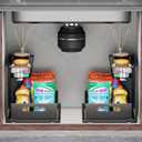 Ceetug Under Sink Organizers and Storage 2 Tier Slide Out Kitchen Cabinet Organizer Sturdy Metal Bathroom Storage (Black, 2 Pack)