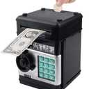 Piggy Bank Electronic Mini ATM for Kids Baby Toy, Safe Coin Banks Money Saving Box Password Code Lock for Children,Boys Girls Best Gift (Black)