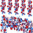 50FT 4th of July Patriotic Tinsel Garland, Glitter Tinsel Garlands with Red White Blue Star, Metallic Holiday Hanging Streamers for Memorial Day Independence Day Indoor Outdoor Party Dcor