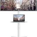 BONTEC Mobile TV Stand with Tilt Function, Rolling TV Stand for 23-60" LED, LCD, OLED TVs, Holds up to 88lbs, Max VESA 400x400mm, Adjustable Media Shelf (White, 17.1x15.1x53.1 in)