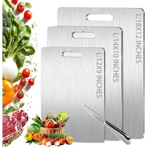 LAICAI 2025 Titanium Cutting Boards - 100% Pure Titanium Cutting Board for Kitchen, Titanium Cutting Board for Home Kitchen Cooking Upgrade Double Sided Food-Grade Titanium Board (12 * 9INCH)