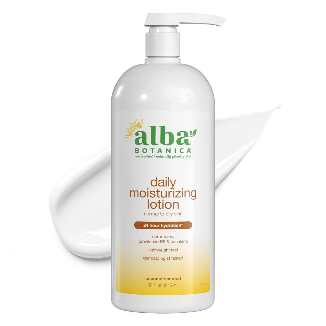 Alba Botanica Daily Moisturizing Lotion, Dry to Very Dry Skin, with Shea Butter and Coconut Oil, 32 Oz 