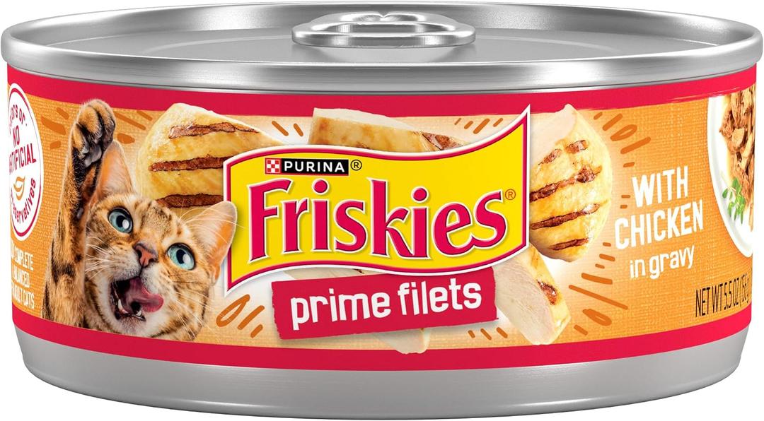 Purina Friskies Prime Filets With Chicken in Wet Cat Food Gravy - (Pack of 24) 5.5 oz. Cans (EXP 08/10/28)