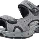 CAMEL CROWN Men's Leather Sandals Hiking Outdoor Water Beach Sports Mens Sandals for Summer with Open Toe Adjustable Straps (11, Gray-7837)