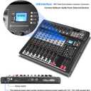 Depusheng DT8 Professional Mixer Sound Board Console 8 Channel Desk System Interface Digital USB Computer MP3 Input 48V Phantom Power Stereo DJ Studio FX Steel Chassis,Black