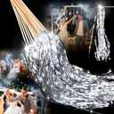 Simgoing 48 Pcs Lighted Wedding Wands LED Tinsel Wands Streamers Wedding Sparklers Send Off Light Sticks for Reception Birthday Exits Baby Shower Concert Party Favors(Silver)