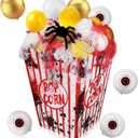 Gejoy Giant Halloween Popcorn Box Bloody Large Fake Popcorn Creepy Carnival Circus Trunk or Treat Car Decorations Kit Clown Circus Scary Balloons for Suv Outdoor Halloween Decor