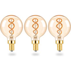 ToBeGreat G16.5 4W Dimmable LED Bulbs G50 Globe Light Bulb Energy Efficient 40W Equivalent 300lm Warm White 2200K Light for Night Bulb Night Light Bulb cafes,3 Pack (E12)