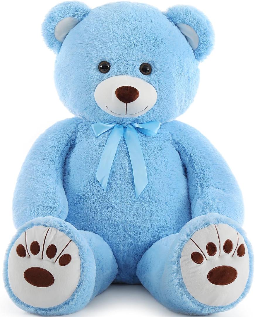 MorisMos Giant Teddy Bear, 51-Inch Cuddly Bear Plush, Blue