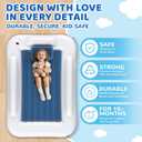 Inflatable Toddler Travel Bed - 60 Inches Portable Toddler Bed for Travel with Safety Sides - Cozy Kids Air Mattress Set with Built-in Electric Pump & Carry Case- Easy to Inflate - Sea Blue