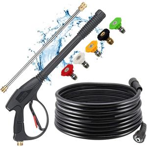 Selkie Pressure Washer Gun with Extension Wand and 26" Hose, Pressure Washer Gun with 26inch Pressure Washer Hose,16inch Extension Wand, 5 Nozzle Tips, and M22 15mm & M22 14mm Fitting, 4000 PSI