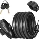 Titanker Bike Lock, 1/2 Inch Thick Bike Lock Cable Coiled Secure Bicycle Lock with Keys Scooter Lock Bike Locks Heavy Duty Anti Theft Bike Cable Lock with Mounting Bracket (4Feet, 6 Feet)
