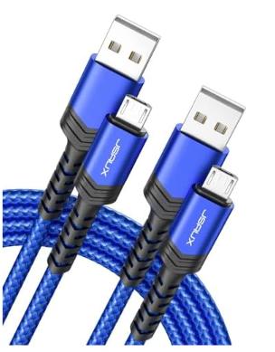 Micro USB Cable Android Charger, JSAUX (2-Pack 6.6FT+10FT) Micro USB Android Charger Cable Nylon Braided Cord Compatible with Galaxy S7 S6 J7 Edge Note 5, Kindle. MP3 and More-Blue