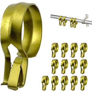Amazing Drapery Hardware Cafe Rod Clip Rings 3/4 Inch Diameter, Durable Metal, 14 Pack, Brass - Fits 7/16" and 5/8" Diameter Rods