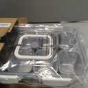 Snackle Box Container with Ice Pack, 304 Stainless Steel Divided Serving Tray, Snacklebox with Insulated Bag, 8 Compartment Platter Box with Lid and Handle for Beach, Road Trip, Boat Days, Pool Party (Silver White)