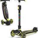 TONBUX Kids Scooter, Light Up 3 Wheel Kick Scooters for Kids 3-12, Folding Scooters with Adjustable Height - Toddler Scooter Lean-to-Steer & Widen Anti-Slip Deck (Yellow)