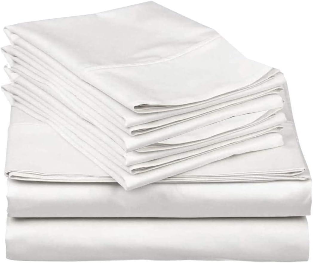 Mattress-Homes 6 Piece King Sheet Set, Hotel Luxury Collection, 100% Egyptian Cotton, 18 Inch Deep Pocket Fitted Sheet, Soft & Cool, Breathable Bedding with 4 Pillowcases in White Solid