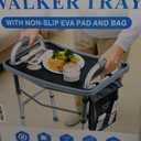 FANGSUN Walker Tray for Folding Walker Foldable Tray for Walkers with Side Pockets & Cup Holder, Spill-Proof, Easy Install with Straps, Fits Rolling Walkers with Side Bars, for Meals & Drinks