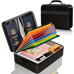 Fireproof Document Box (Soft-Shell) with Lock, 5200F Fireproof & Water-Resistant File Organizer for Important Documents, Certificates, Passport & 14" Laptop, Home Office Travel