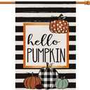 Fall House Flag Hello Pumpkin Sign 28x40 Inch Double Sided Autumn Farmhouse Seasonal Yard Outdoor Thanksgiving Decor DF082-28