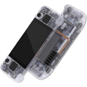 eXtremeRate Transparent Clear Custom Faceplate Back Plate Shell for Steam Deck LCD, Handheld Console Replacement Housing Case, DIY Full Set Shell Buttons for Steam Deck - Console NOT Included