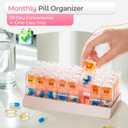 Monthly Pill Organizer 2 Times a Day, one Month Pill Box AM PM, 30 Day Pill Case Small Compartments to Hold Vitamin and Travel Medicine Organizer, 31 Day Pill Organizer, 4 Week Pill CasesPink