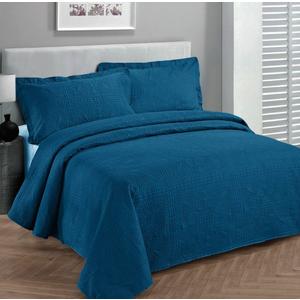 Fancy Collection Luxury Bedspread Coverlet Embossed Bed Cover Solid Blue New Over Size 100"x106" Full/Queen