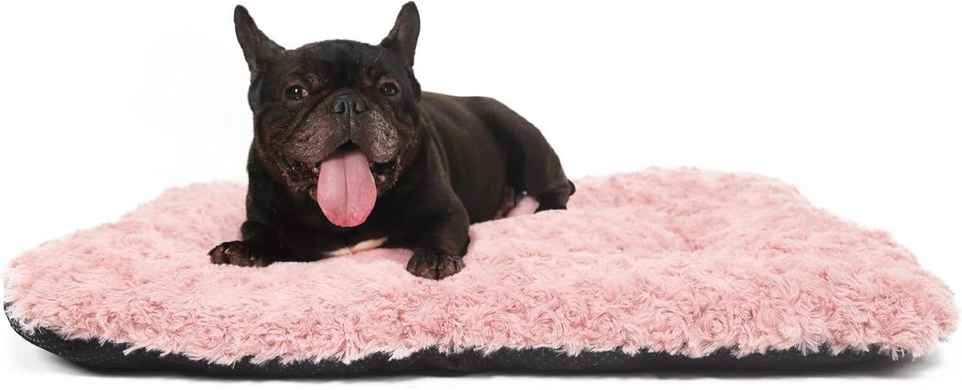30 Inch Dog Crate Bed Pink Medium Size Dog Calming Washable Fulffy Comfy Kennel Pad Anti-Slip Pet Sleeping Mat 29" x 18"
