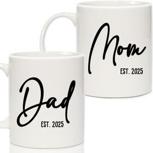 Breezy Valley New Parents Gifts for Couples, New Mom Dad Mugs Est 2025 Cup - Expecting Parents Dad Mom to Be Gifts for 1st First Time, Baby Shower Gender Reveal Gift