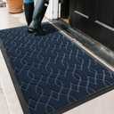 Large Door Mat 47x32, All-Season Waterproof Doormat Outdoor Entrance, Heavy Duty Non-Slip Outside Door Mat for Garage Patio Proch Entryway Indoor, Easy Clean, Blue
