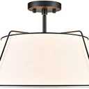 Light Society LS-C556-BLK Lise Ceiling Light, Black/White