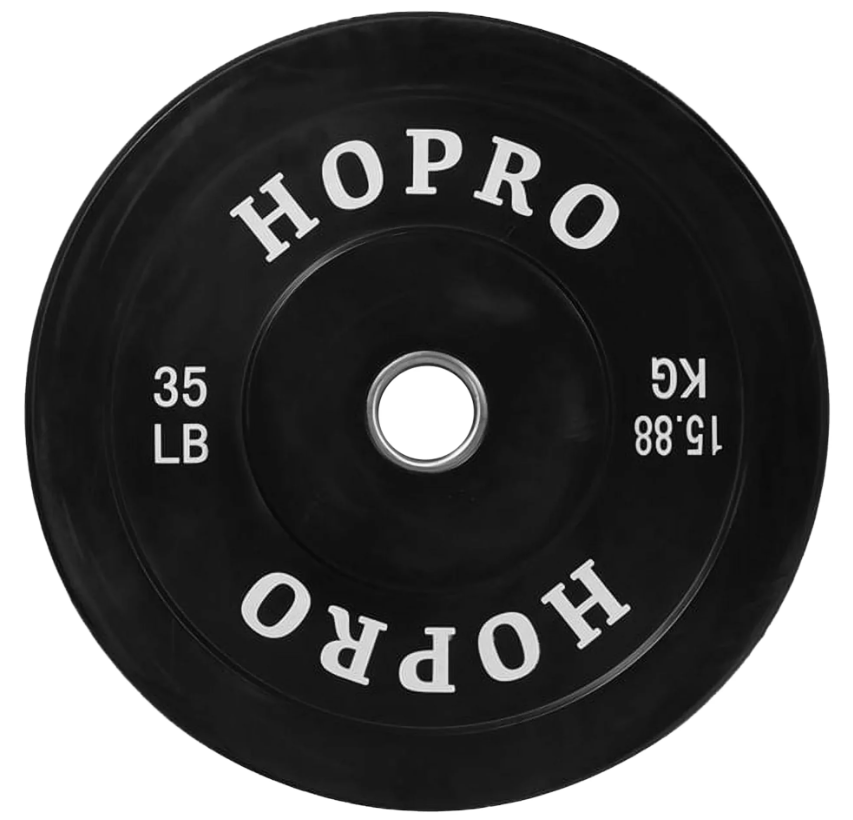 35lb Hopro Olympic Bumper Plate Weight Plate with Steel Hub, Pair