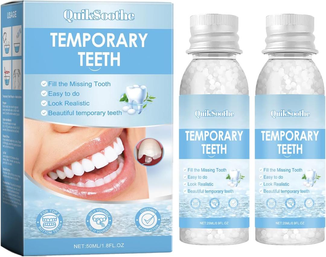 Tooth Repair Kit 2PCS Temporary Tooth Filling, Moldable False Teeth Beads for Teeth Repair