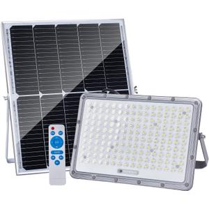 500W LED Solar Flood Lights, 35000MAH 8000K Street Flood Light Outdoor IP66 Waterproof with Remote Control Security Lighting for Parking Lot, Yard, Garden, Swimming Pool, Pathway